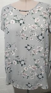 Torrid Gray Floral Chiffon Top